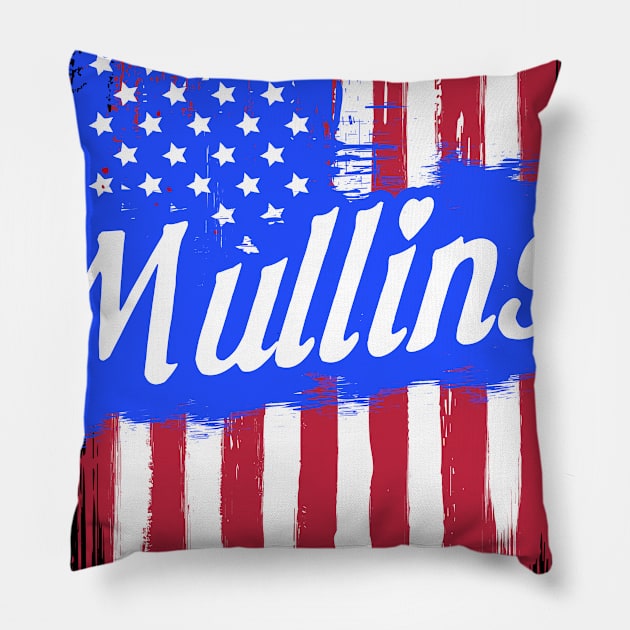 American Flag Mullins Family Gift For Men Women, Surname Last Name Pillow by darius2019