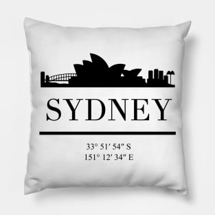 SYDNEY AUSTRALIA BLACK SILHOUETTE SKYLINE ART Pillow