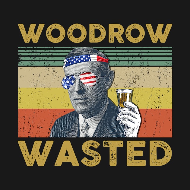 Vintage USA President Drinking Woodrow Wasted 4th Of July American Flag by for shop