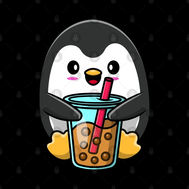 Cute Penguin Loves Bubble tea by Artist usha