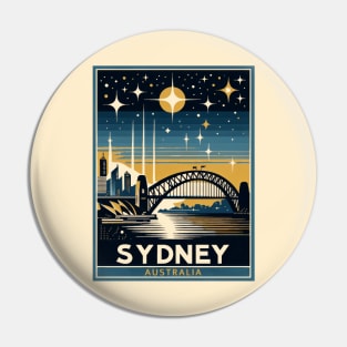 Vintage Retro Travel - Starry Night Over Sydney Pin