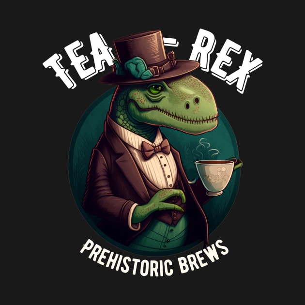 Tea Rex - a Dinosaur drinking a cup of tea by Snoe