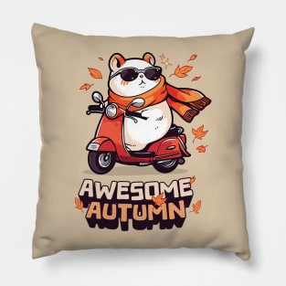 Awesome Autumn Fall Hamster on Wheels Pillow