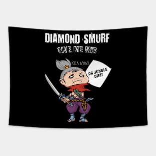 Diamond smurf. Give me mid. GG Jungle diff! - dark version Tapestry