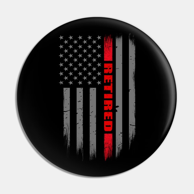 Retired Firefighter - Thin Red Line Flag Pin by bluelinemotivation