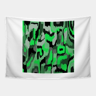 Bold Green and Black Digital Art Tapestry