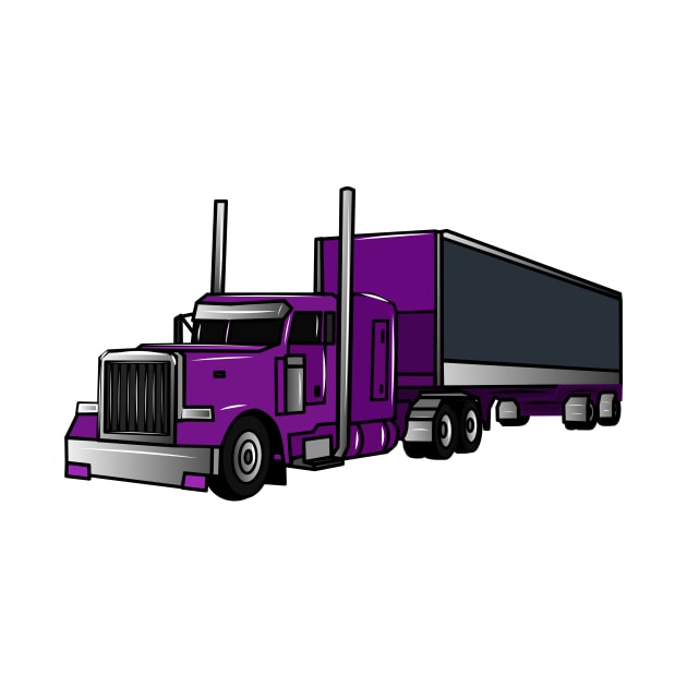 Semi-trailer truck cartoon illustration by Miss Cartoon