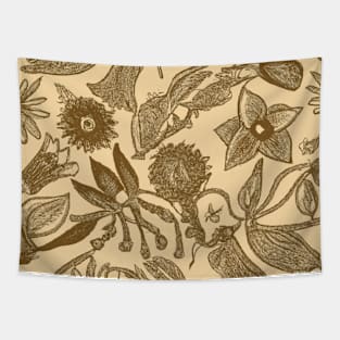 Autumn Floral Wood Print Tapestry