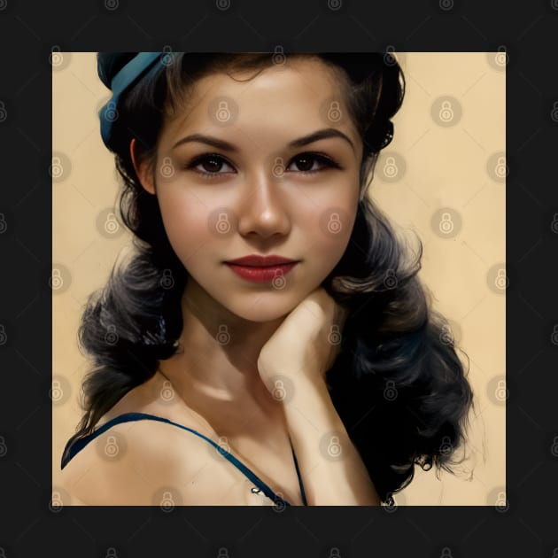 Beautiful model from the 50s, by ai1art