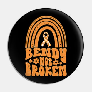 Ehlers-Danlos Syndrome Awareness Ribbon: Bendy Not Broken Orange Boho Rainbow Pin