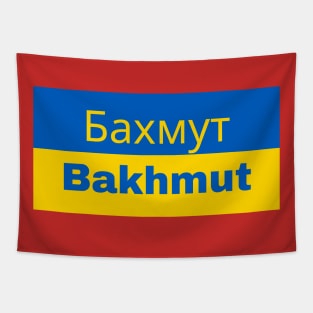 Bakhmut City in Ukrainian Flag Tapestry