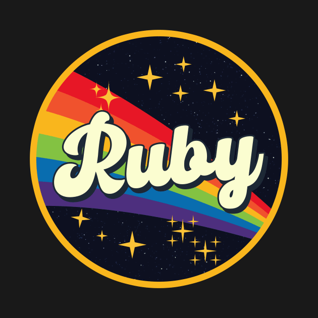 Ruby // Rainbow In Space Vintage Style by LMW Art