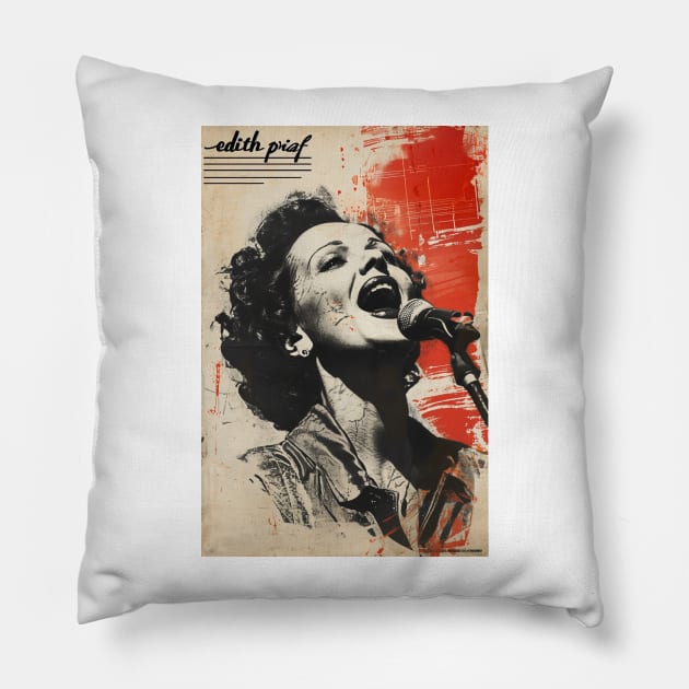 Affiche musique Edith Piaf - portrait Pillow by Labonneepoque