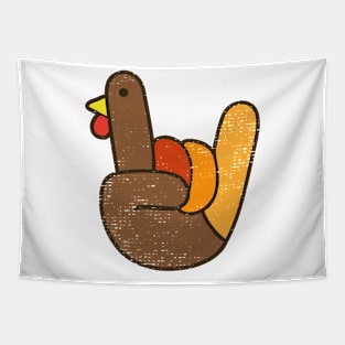 Rock Sign Turkey Hand Thanksgiving Fall Autumn Men Women Tapestry