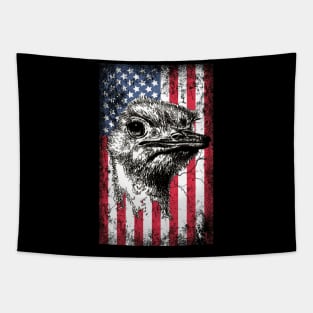 Patriotic Ostrich American Flag Tapestry