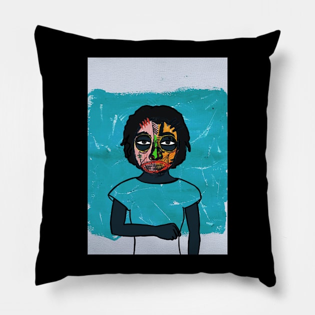 Artistic Reverie: NFT Character - FemaleMask Vincent van Gogh Edition on TeePublic Pillow by Hashed Art