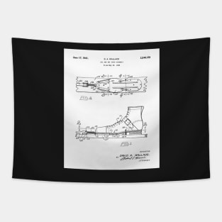 Ski Boots Patent - Snow Skier Skiing Lodge Art - White Tapestry