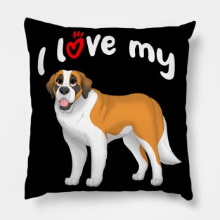 I Love My Saint Bernard Dog Pillow