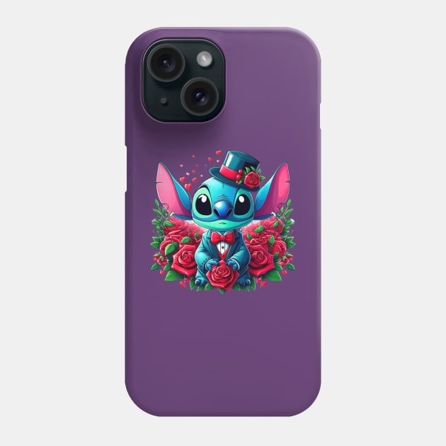 Valentines Day Stitch, Stitch Love Phone Case by BukovskyART