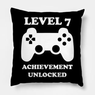 Level 7 Achievement Unlocked Gamer Next Level 7 years old birthday Pillow