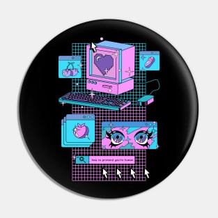 90s anime kawaii vaporwave Pin