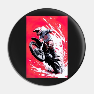 Dirt Bike With Red and Black Paint Splash Design Pin