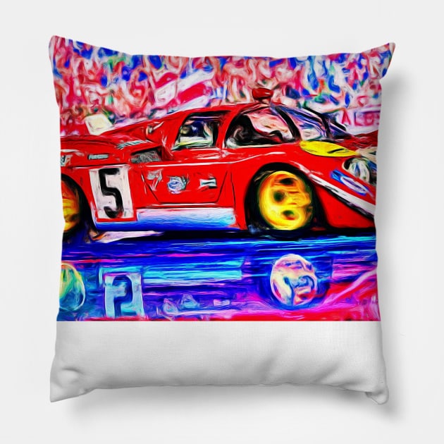 Jacky Ickx Le Mans 1970 Pillow by DeVerviers