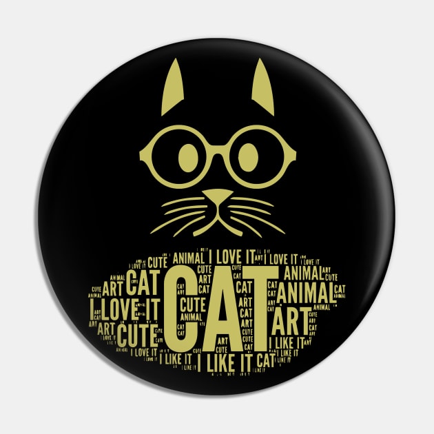 Cute Gold Cat Pin by anbartshirts