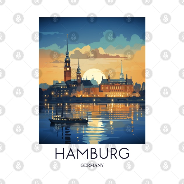 A Pop Art Travel Print of Hamburg - Germany by Studio Red Koala