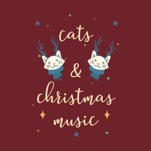 Cat Lover Christmas Gift: Cat And Christmas Music T-Shirt