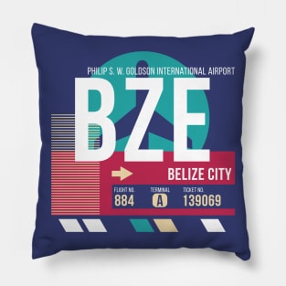 Belize City (BZE) Airport Code Baggage Tag E Pillow