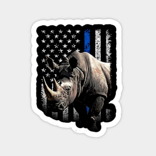 Rhino Royalty American Flag, Tee Triumph for Wildlife Enthusiasts Magnet