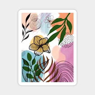 Abstract boho botanical, Mid century modern Magnet