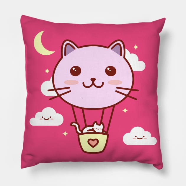 Fly High Kitty Balloon Pillow by machmigo