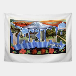 Greetings from Yakima, Washington - Vintage Large Letter Postcard Tapestry