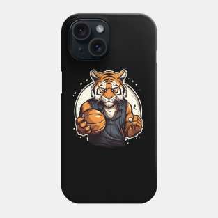 Tiger holding a basketball Phone Case