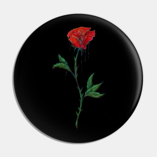 Red Rose With Dripping Ink Pin