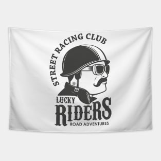 Street Racing Club Lucky Riders Road Adventures, Funny Vintage Cyclist Father's Day Gift Tapestry