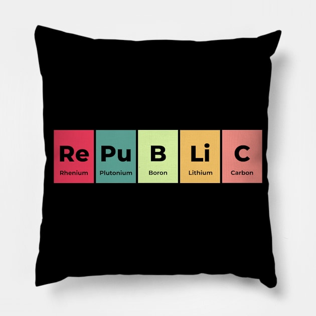 Republic Chemistry Science Periodic Table Pillow by Science Puns