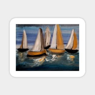 boats sailing in the open sea Magnet