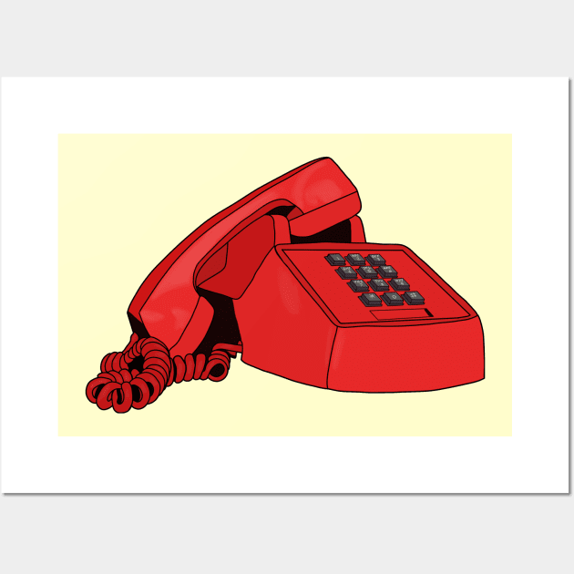 Vintage 80s 90s retro red telephone - Vintage - Posters and Art