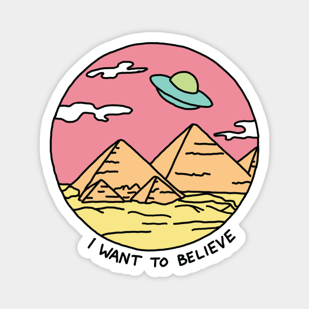 Pyramid X-files Egyptian alien ufo desert 90s retro Magnet by bigkidult