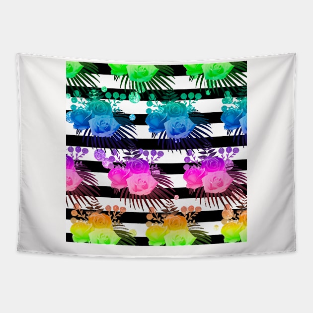 Neon Floral Neck Gator Neon Roses Tapestry by DANPUBLIC