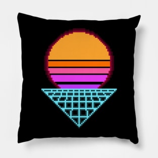 Outrun Sunset Retro 8-Bit Pixel Art Pillow