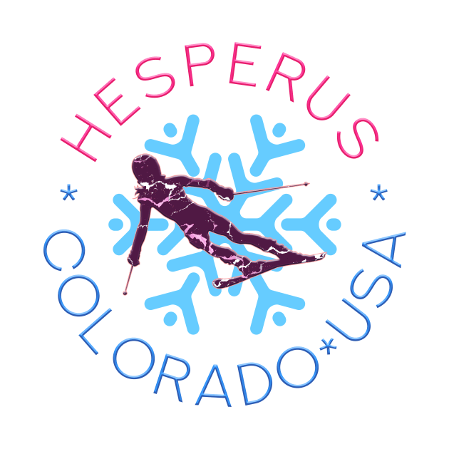 Hesperus, Colorado - Beautiful Woman Skier, Elegant Blue Snowflake by funfun