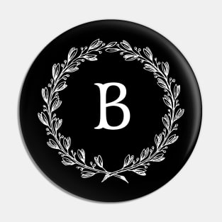 Beautiful Letter B Alphabet Initial Monogram Wreath Pin