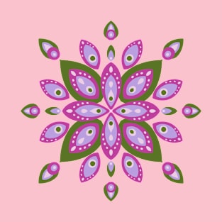 Magenta and green retro mandala T-Shirt