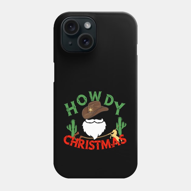 Howdy Christmas-Retro Western Santa Christmas 2023 Phone Case by ARTSYVIBES111