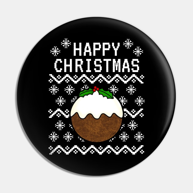 Xmas Pudding Ugly Christmas Pin by doodlerob