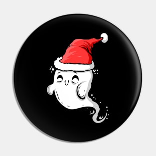 Cute Ghost Wearing Santa Hat Christmas Halloween Hallowxmas Pin